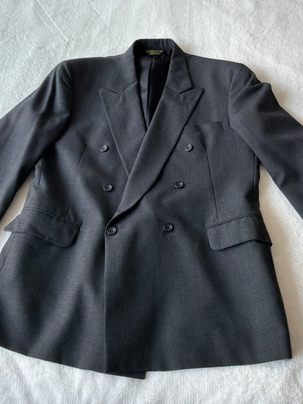 Vtg Brooke & Deane Pure Wool Double Breasted Blazer Charcoal Grey Men’s 42R
